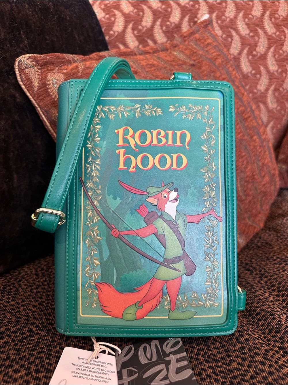 NWT Loungefly Disney Robin Hood Book 3-Way Convertible Crossbody Backpack Sling